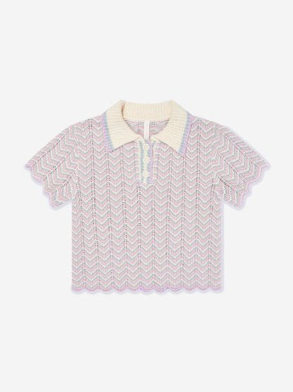 Zimmermann 女童 Halliday 纹理针织 Polo 衫（多色）