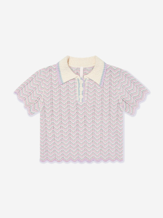 Zimmermann 女童 Halliday 纹理针织 Polo 衫（多色）