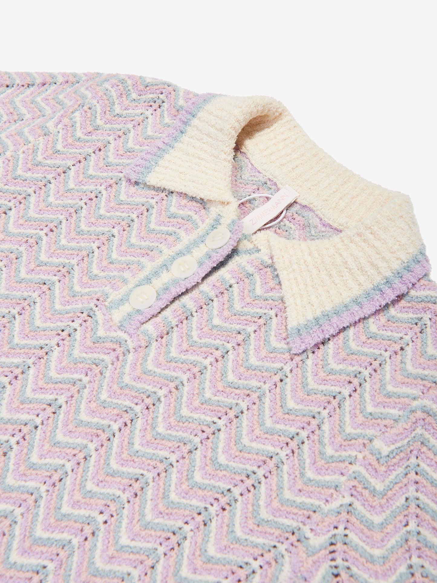 Zimmermann 女童 Halliday 纹理针织 Polo 衫（多色）