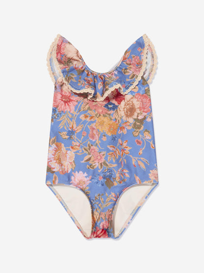 Zimmermann 女童 August Trim Scoop 泳衣（蓝色）