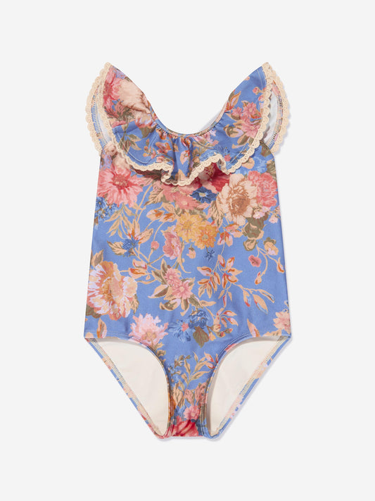 Zimmermann 女童 August Trim Scoop 泳衣（蓝色）