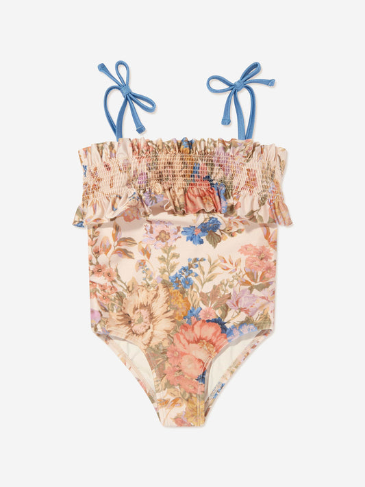 Zimmermann 女童 August 褶皱荷叶边泳衣（多色）