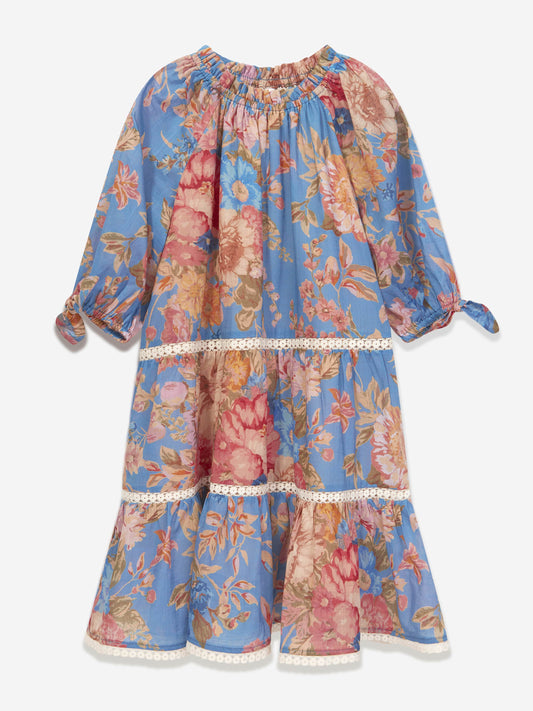 Zimmermann 女童八月泡泡袖迷你连衣裙（蓝色）