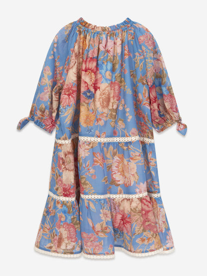 Zimmermann 女童八月泡泡袖迷你连衣裙（蓝色）