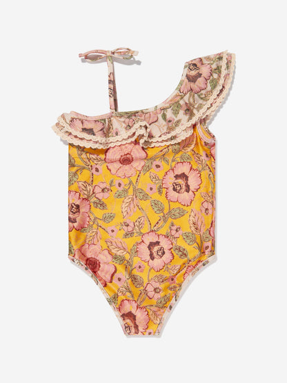 Zimmermann 女童 Junie 饰边荷叶边泳衣（多色）