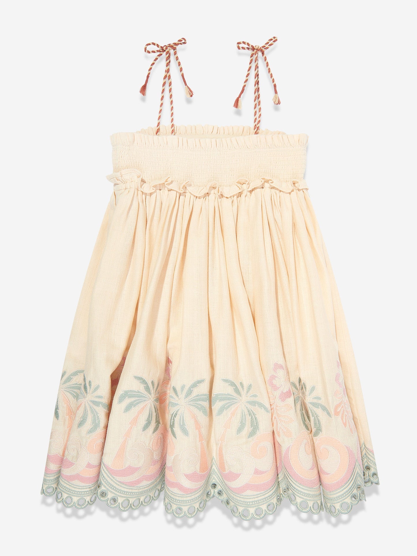 Girls Tallow Embroidered Swing Dress in Ivory