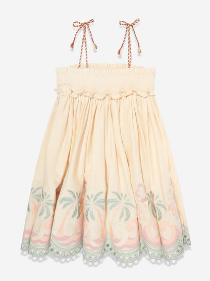 Girls Tallow Embroidered Swing Dress in Ivory