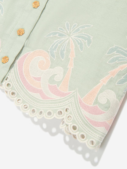 Girls Tallow Embroidered Blouse in Green