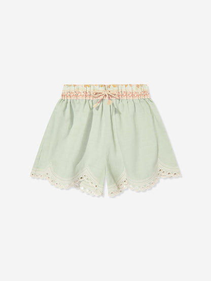 Girls Tallow Embroidered Shorts in Green