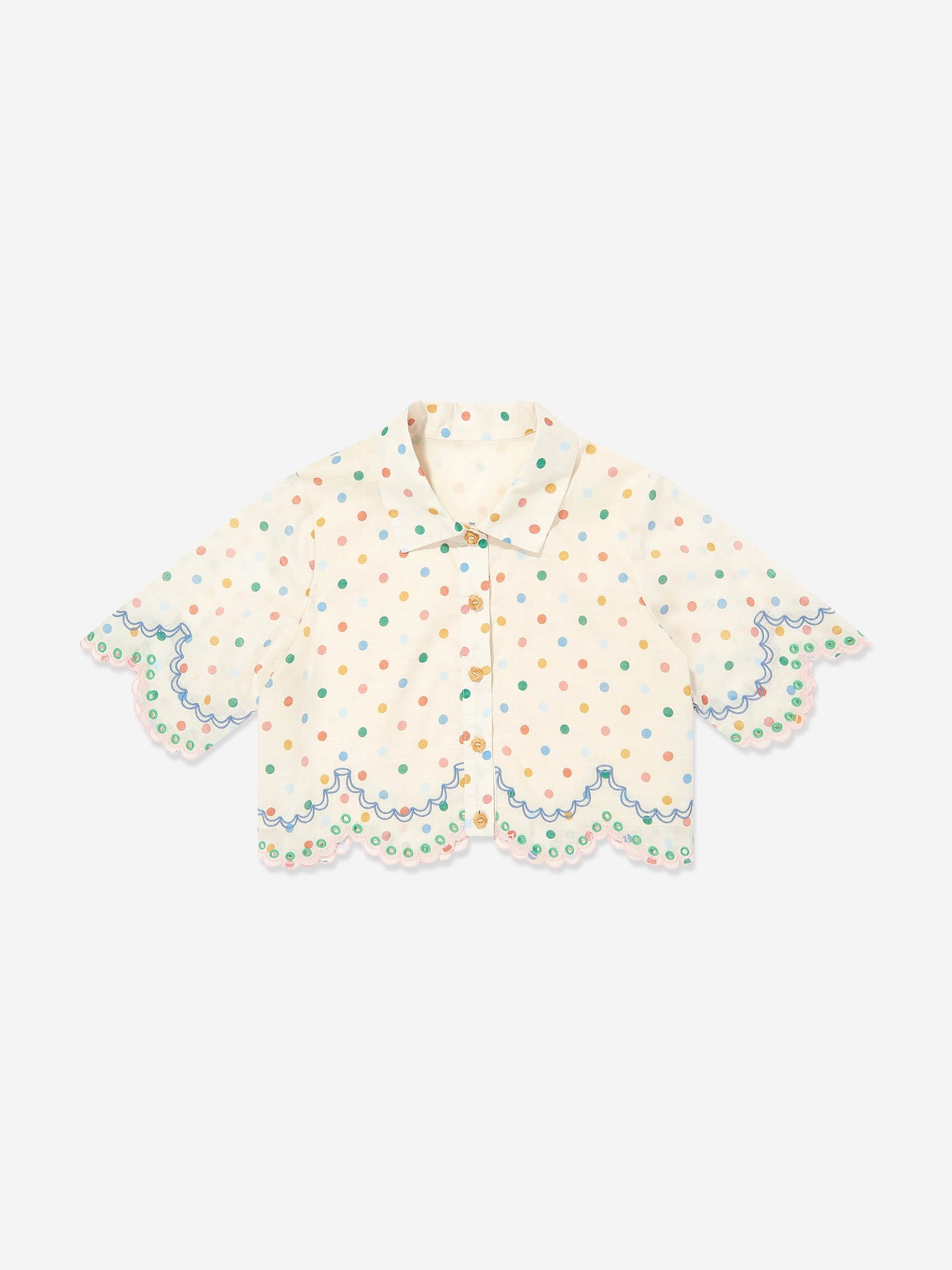 Girls Everley Embroidered Blouse in Ivory