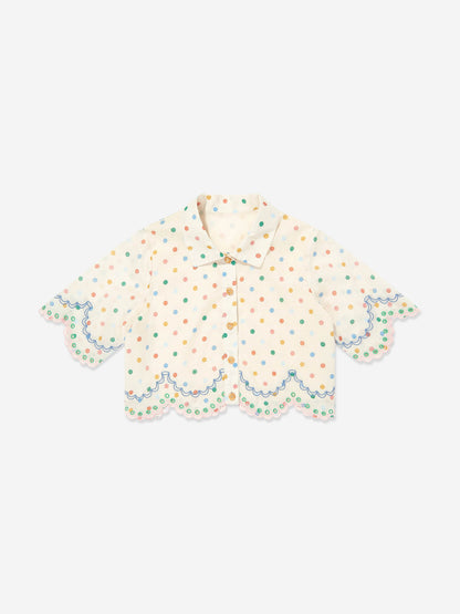 Girls Everley Embroidered Blouse in Ivory