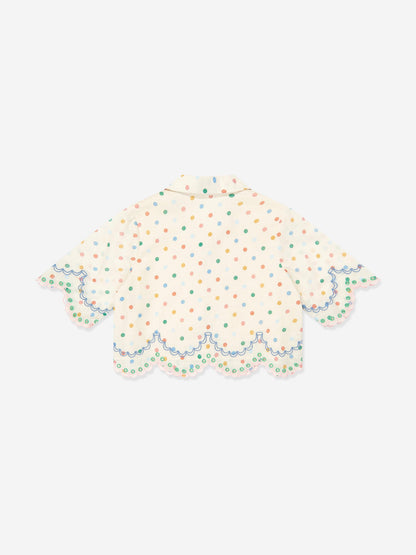Girls Everley Embroidered Blouse in Ivory