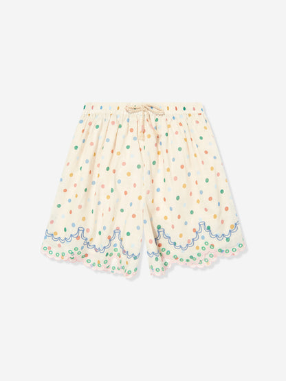 Girls Everley Embroidered Shorts in Ivory