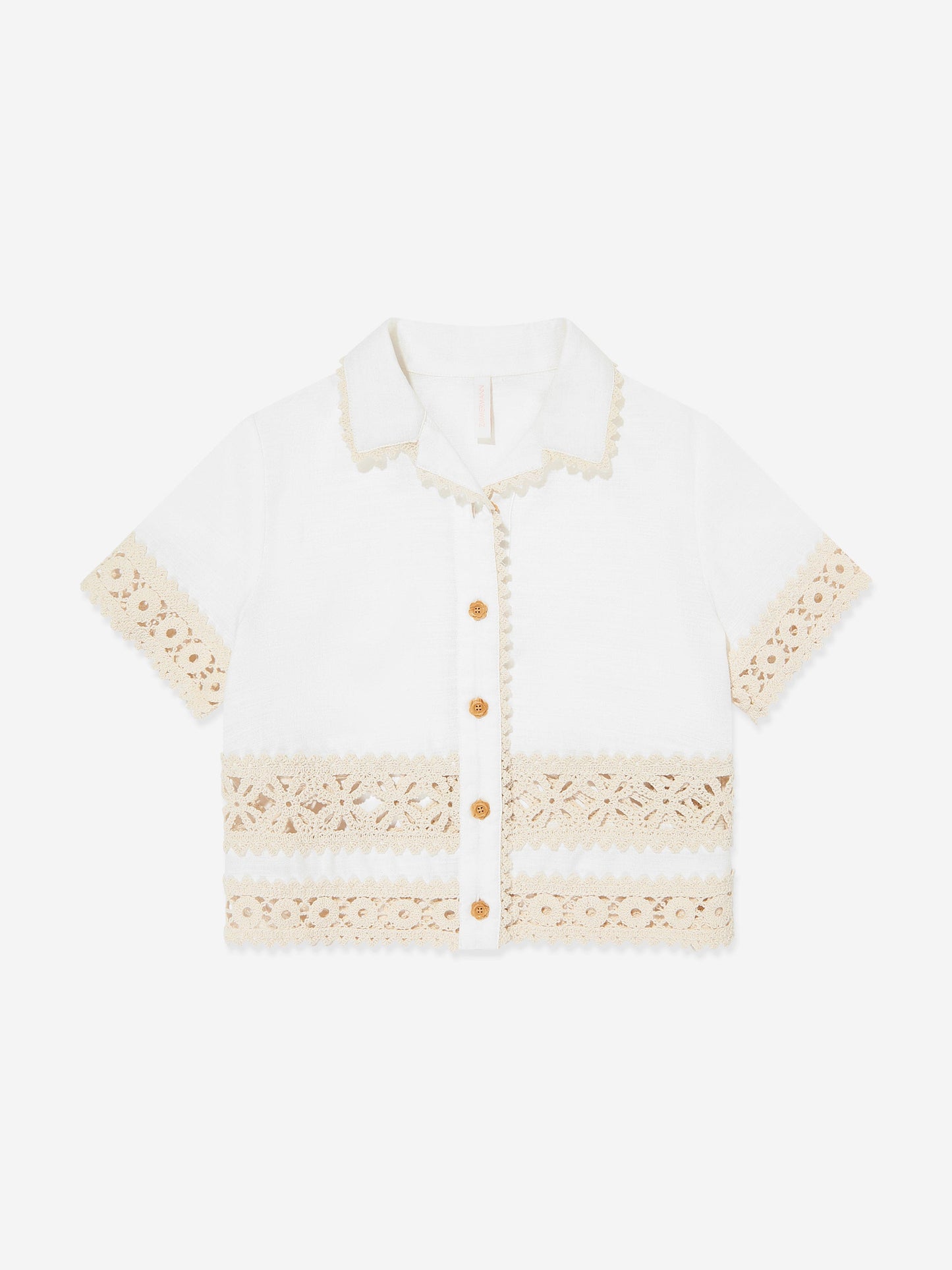 Girls Wylie Trimmed Blouse in Ivory