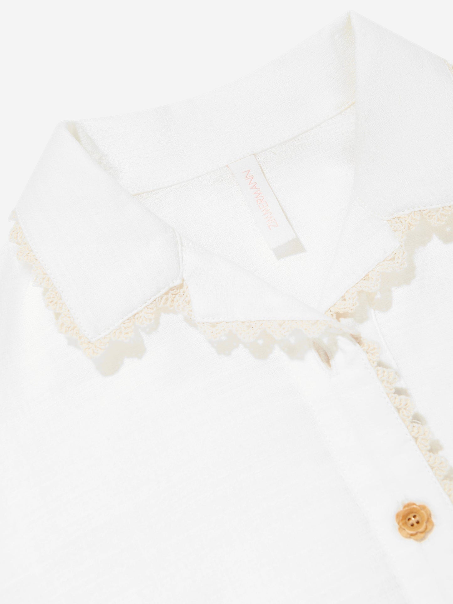 Girls Wylie Trimmed Blouse in Ivory