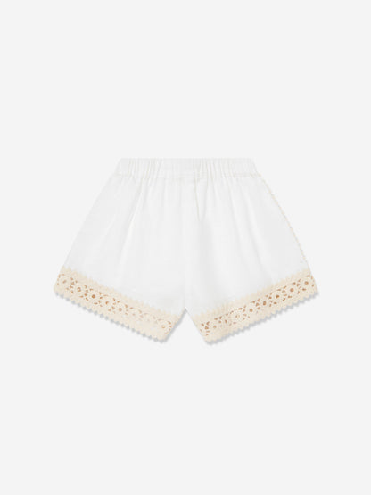 Girls Wylie Trimmed Shorts in Ivory