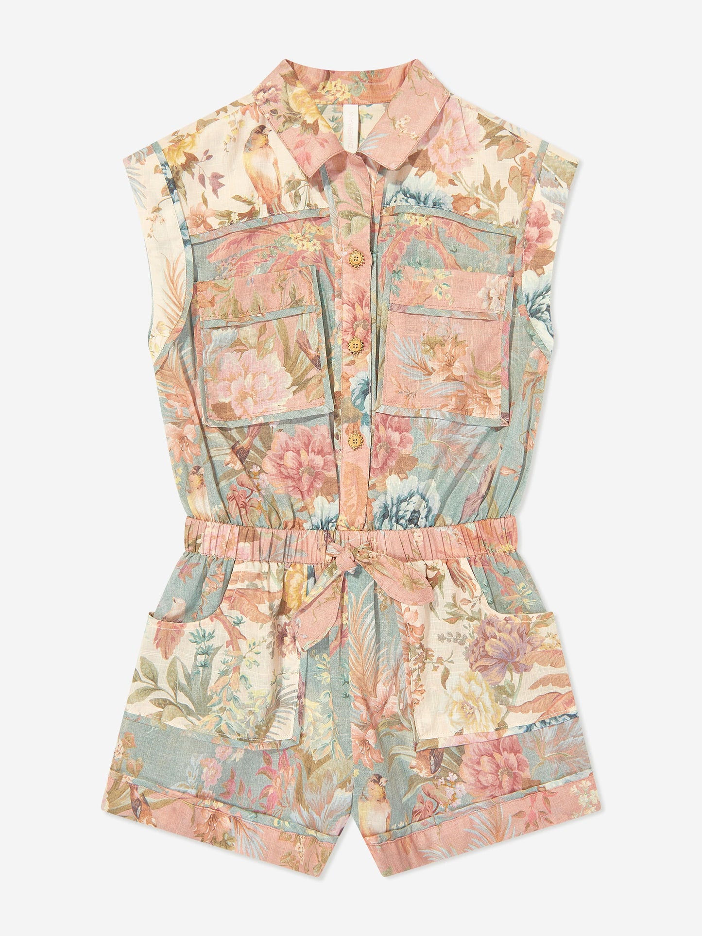 Girls Tallow Pocket Playsuit in Multicolour
