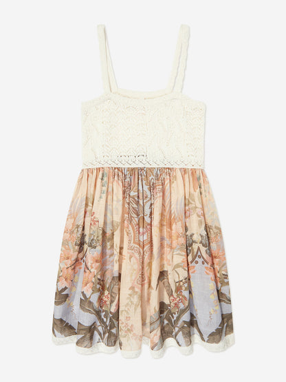 Girls Wylie Knit Printed Dress in Ivory
