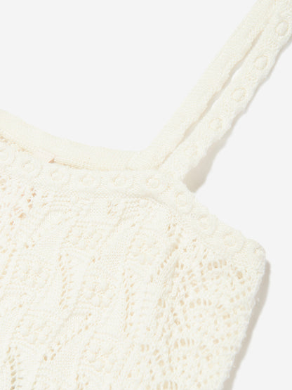 Girls Wylie Knit Printed Dress in Ivory