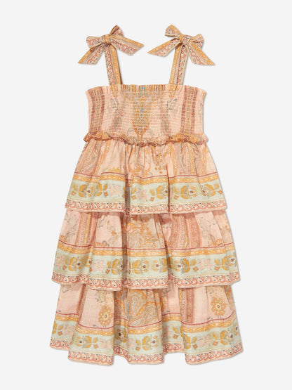 Girls Wylie Tiered Dress in Pink