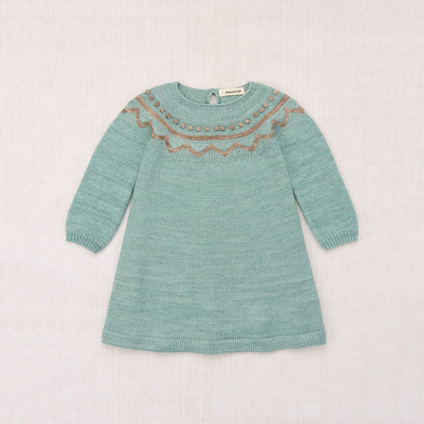 女童浅绿色针织羊毛连衣裙