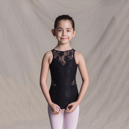 女童黑色蕾丝芭蕾舞连体衣(1719/Black)