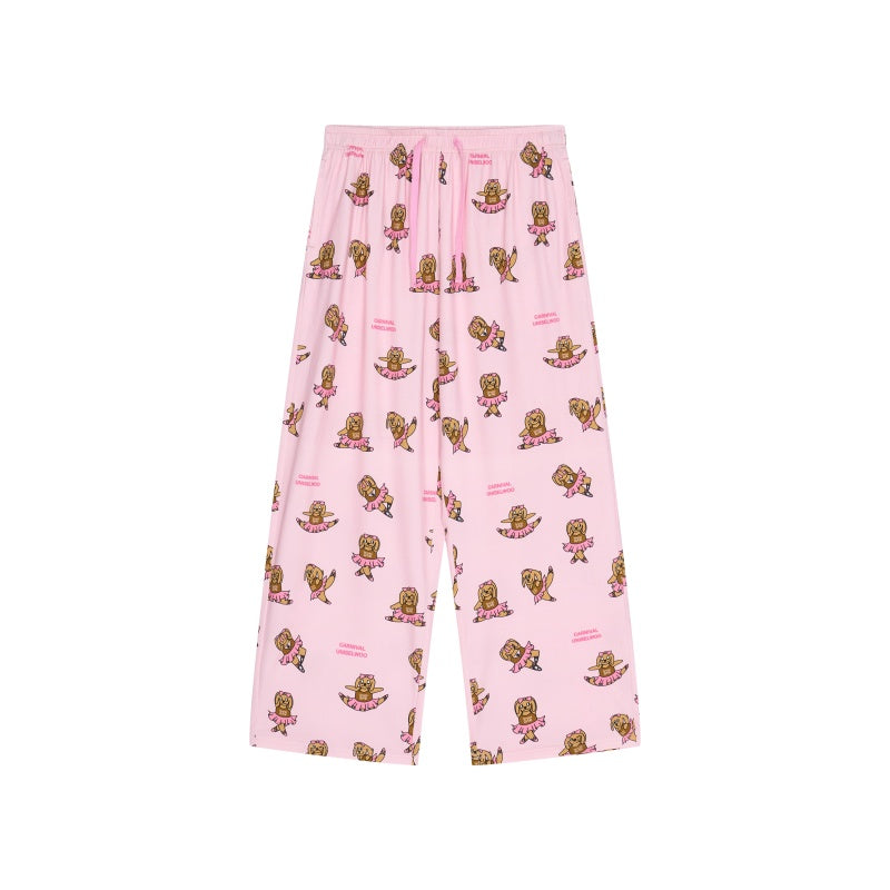 亲子款粉色噗噗棉小狗长裤