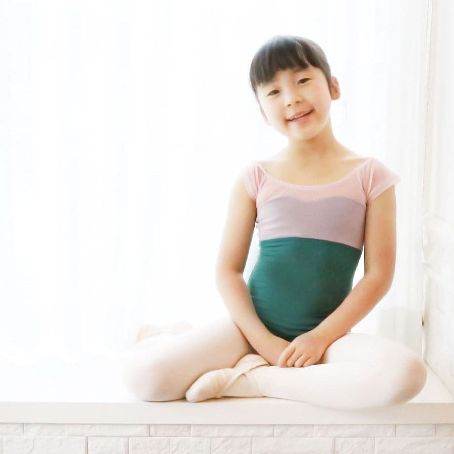 女童绿色"abby-l10/pink&forest green"芭蕾舞连体衣