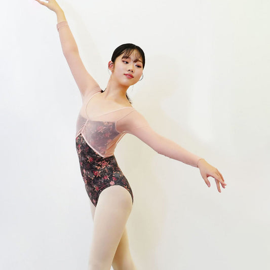 女童木炭色碎花"abby-l29/Charcoal"芭蕾舞连体衣