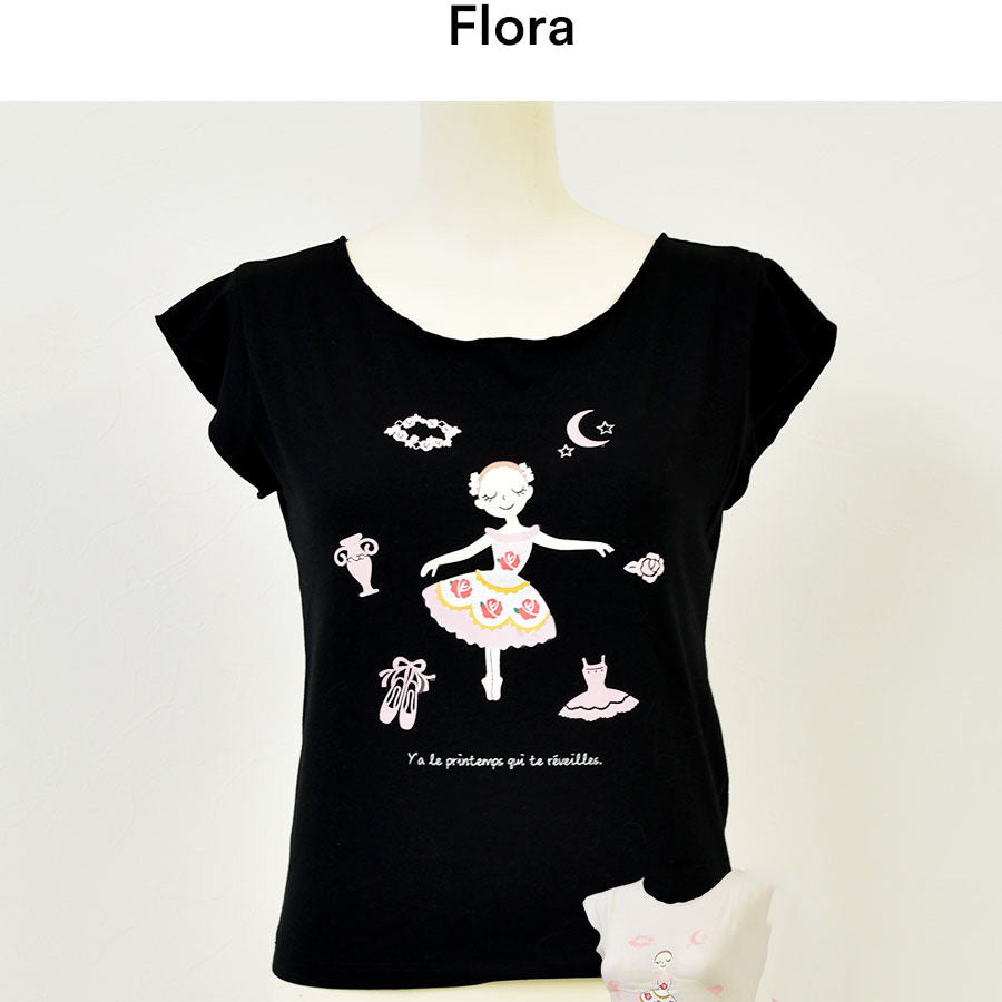 女童黑色"abby-w19/Flora Black"芭蕾舞T恤