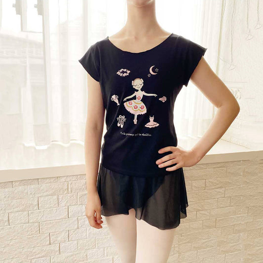 女童黑色"abby-w19/Flora Black"芭蕾舞T恤