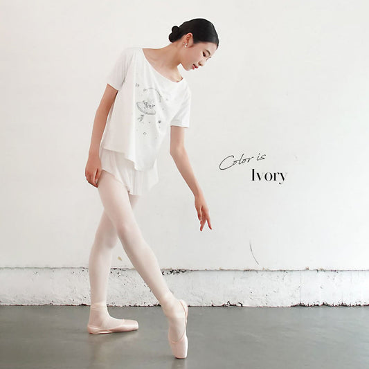 女士象牙白"abby-w25/ivory"芭蕾舞T恤