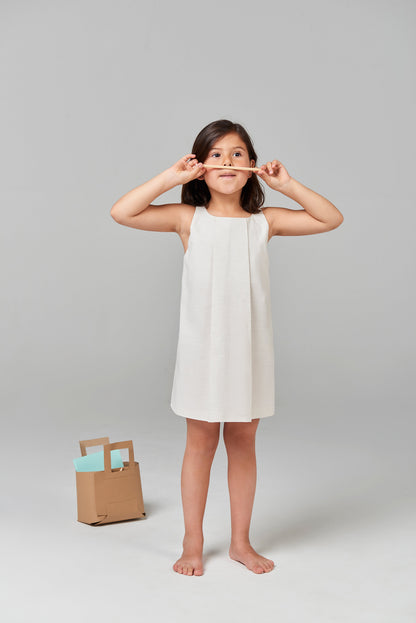 Girls Sand Dress With Curved Back