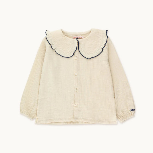 女童白色荷叶领衬衫