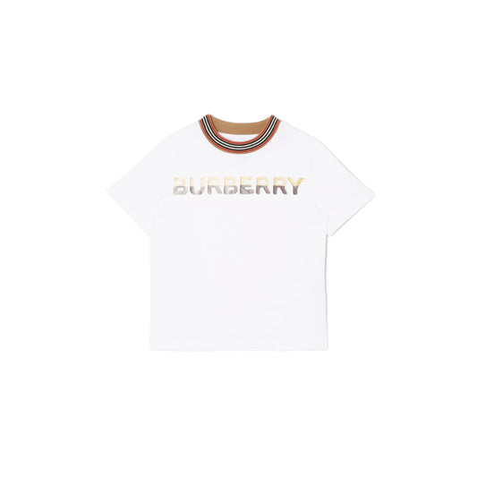 Boys White Logo Cotton T-Shirt