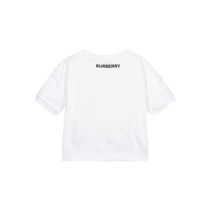 Girls White Printing Cotton T-Shirt