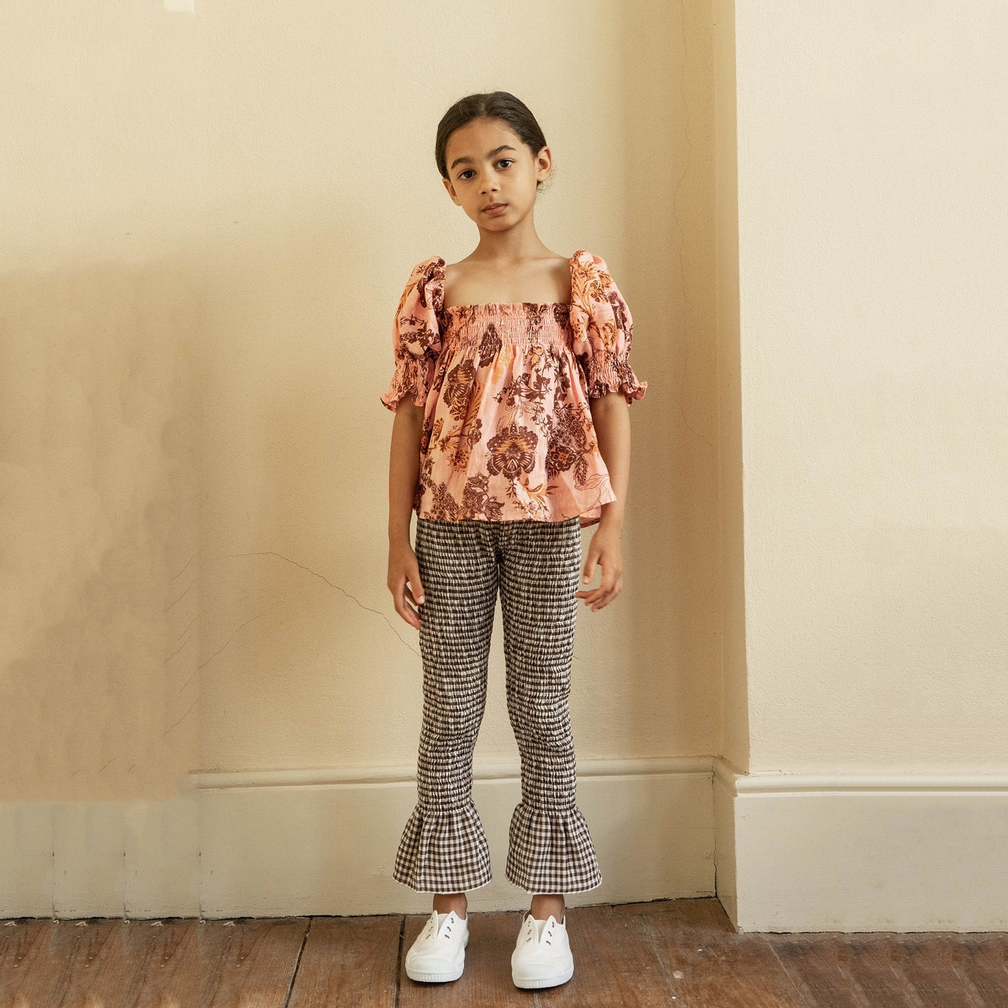 女童黑色格子打底裤