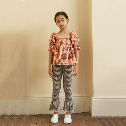 女童黑色格子打底裤