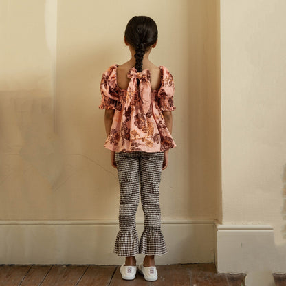 女童黑色格子打底裤