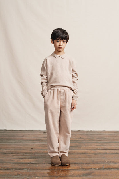 女童米色棉长裤