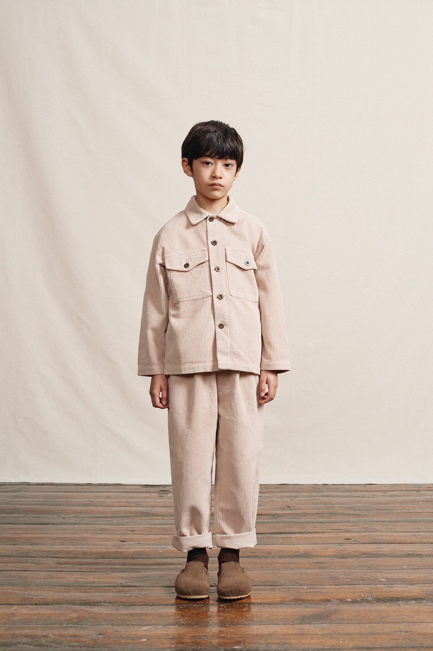 女童米色棉长裤