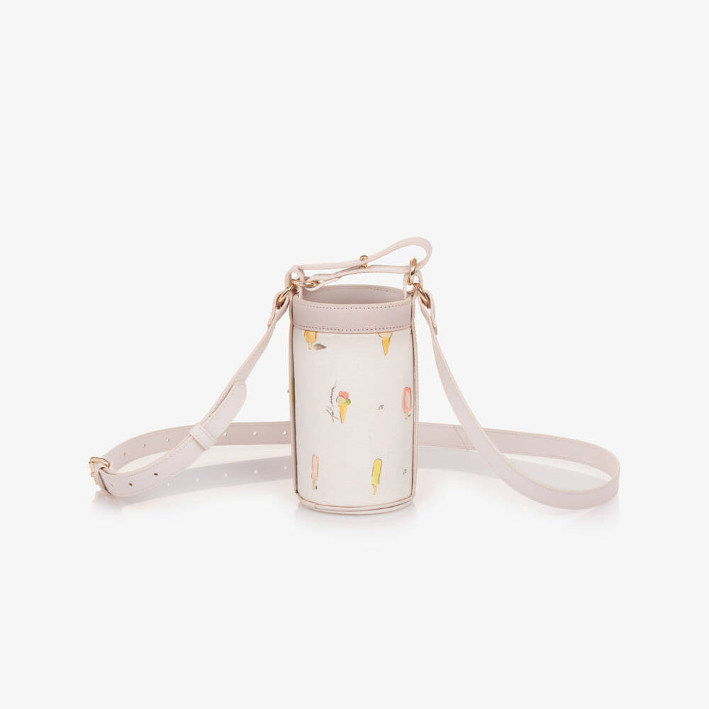 女童象牙白印花水桶包(8x15cm)