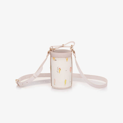 女童象牙白印花水桶包(8x15cm)