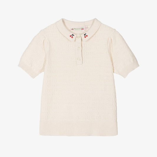 女童白色棉Polo衫