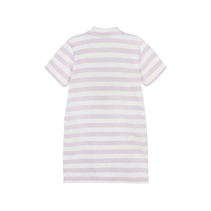 女童丁香紫条纹棉连衣裙