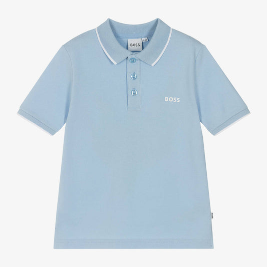 男童浅蓝色棉Polo衫