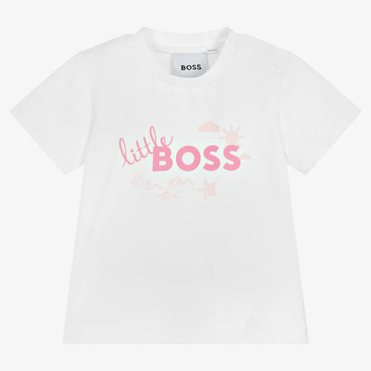 女婴白色Logo棉T恤