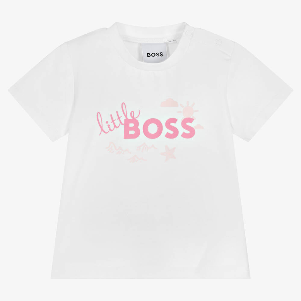 女婴白色Logo棉T恤