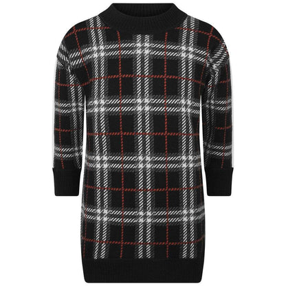 Girls Black Check Wool Dress