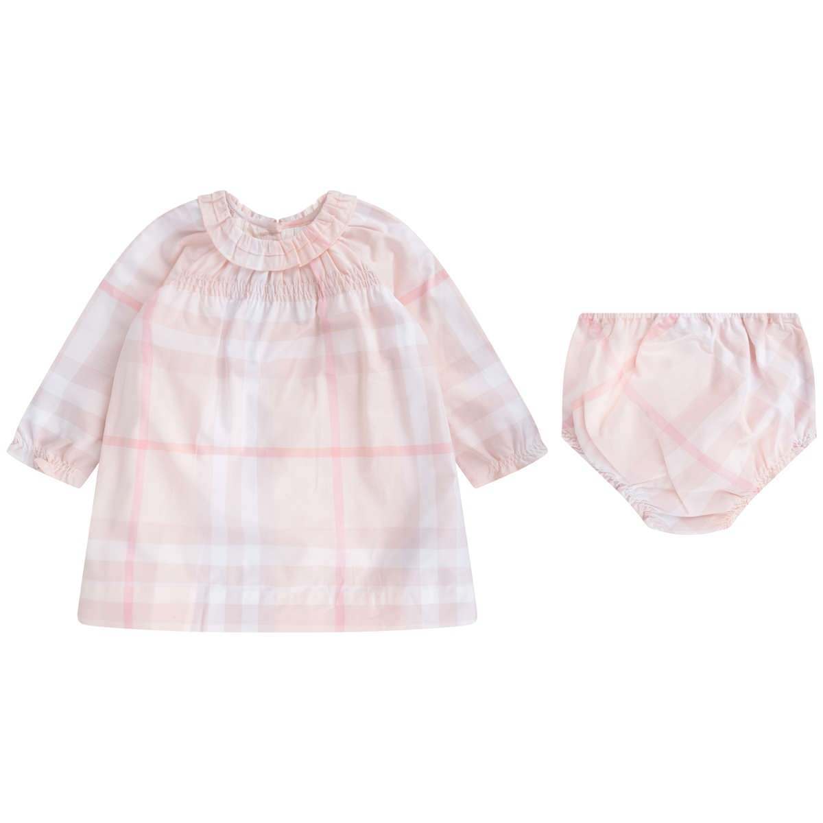 Baby Girls Pink Check Amandine Dress With Knickers